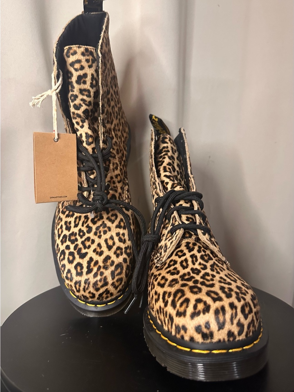 Dr. Martens 1460 Pascal Genuine Leopard-Print Hair-On Leather Boots M 11 / W 12 - Picture 8 of 10